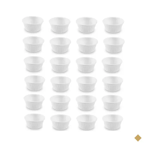 Kit 24 Ramekins Canelado Brancos 30ml Melamina para Molhos Maionese Katchup…
