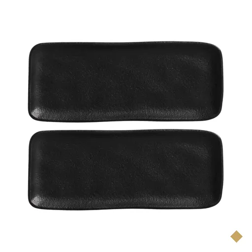 Kit 2 Travessas Cerâmica 22x9cm Orgânico Preto Matte Porto B