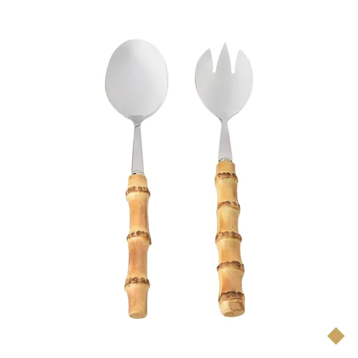 Kit 2 Peças com Colher e Garfo para Salada Bamboo Real Kenya