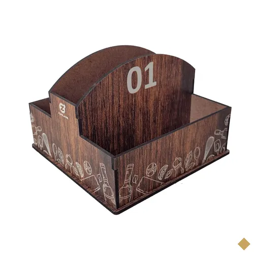 10 Porta Guardanapos Sachê de Mesa MDF Restaurante 1 ao 10 Zanline Marrom