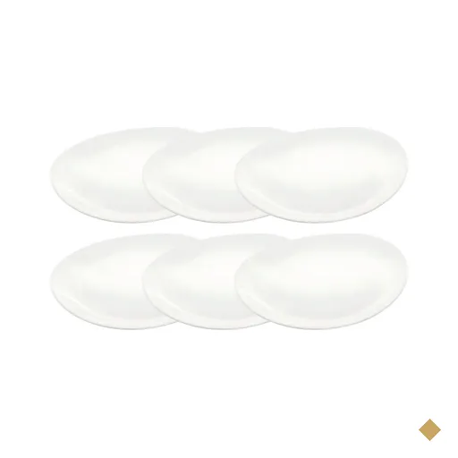 Jogo 6 Pratos Oval Branco Vidro Opalino Steak Essenza 30x26cm Servir Mesa Posta