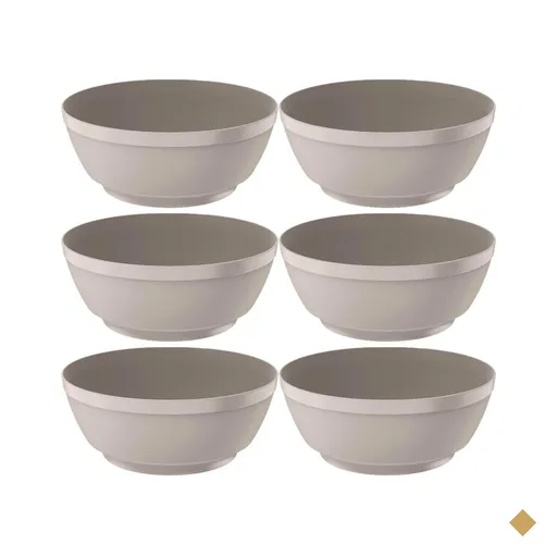 Kit 6 Saladeiras Bege Luna 3,5L Tigela Redonda para Restaurante 25cm Plástico…