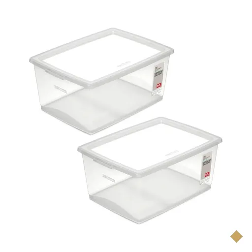 Kit 2 Caixas Organizadoras com Tampa 30L Click Cesto Plástic