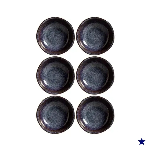 Kit de 6 Ramequins Molho Shoyu Sushi Stoneware Titanium 70ml