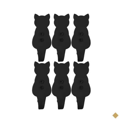 Conjunto 6 Ganchos Gato Preto Aço Pendurador Luft Masutti Enfeite de Parede…