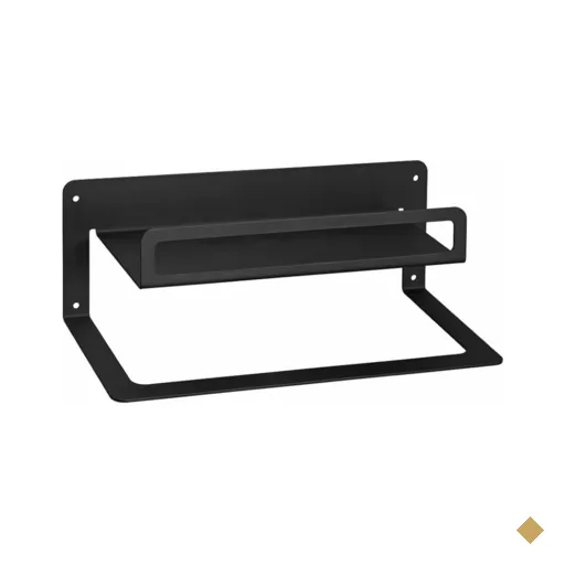 Toalheiro Preto Com Prateleira de Parede Multiuso Suporte Porta Toalha…