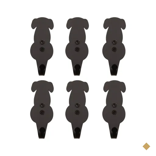 Kit 6 Ganchos 8cm Preto de Parede Luft Cachorro Aço Masutti Penduradores…