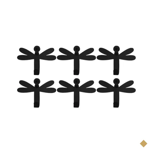 Kit 6 Ganchos de Parede Penduradores Libélula Preta Carbono Masutti Decorativo…
