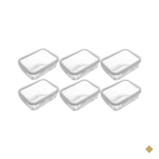Jogo 6 Potes Herméticos Vidro com Tampa 640ml Lyor Transparente 17cm…