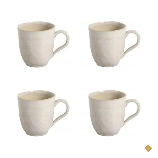 Conjunto 4 Canecas 273ml Cerâmica Porto Brasil Xícaras Resistentes Off White