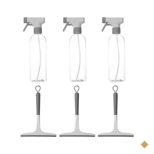 Kit de Limpeza Flow 3 Borrifadores Multiuso 500ml e 3 Rodos de Janela Box Pia…