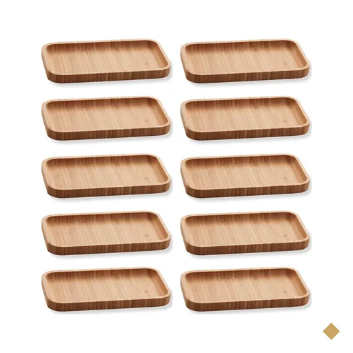 10 Bandejas Bambu Lyor Retangular Petisqueiras Multiuso Hire 20x10cm para…