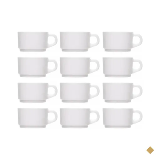Jogo 12 Xícaras de Chá Café 200ml Vidro Opalino Branco Wolff Essenza Hotel…