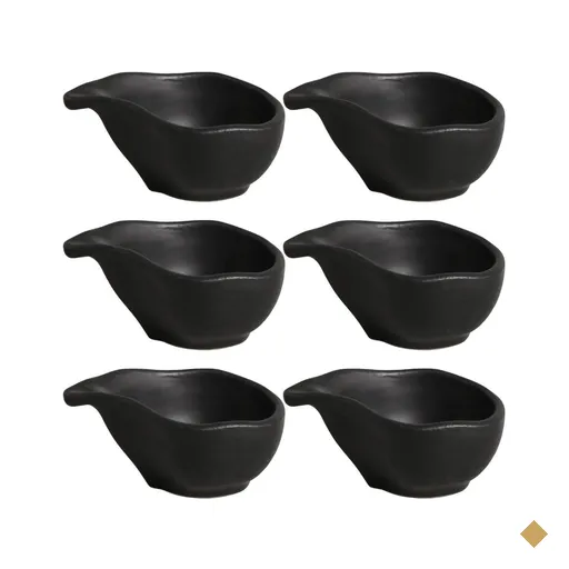 Kit 6 Molheiras 40ml Cerâmica Oval 8x6cm Orgânico Preto Matte Porto Brasil…