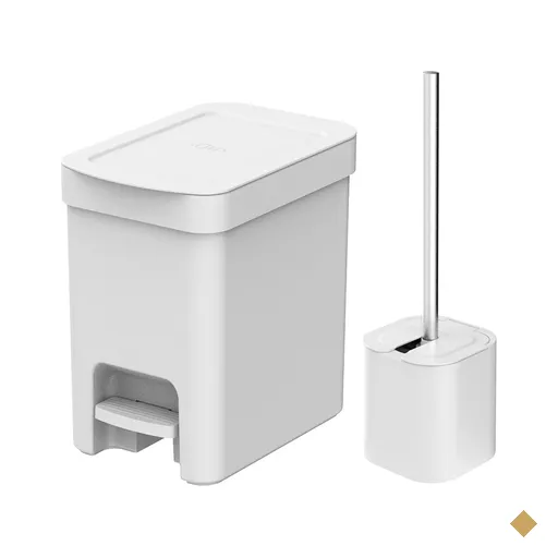 Conjunto de Banheiro Lixeira de Pedal Com Aro Interno 6L e Escova Sanitária…