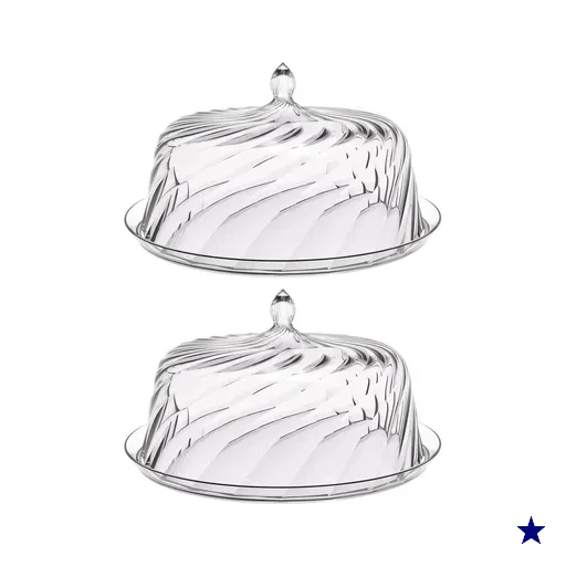 Kit 2 Boleiras Porta Bolo com Cúpula 30cm Transparente Glassy Crippa Doces…