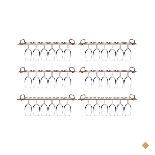 Kit 6 Organizadores Rosé Gold Porta Taças 42cm Suportes Para Pendurar Taças
