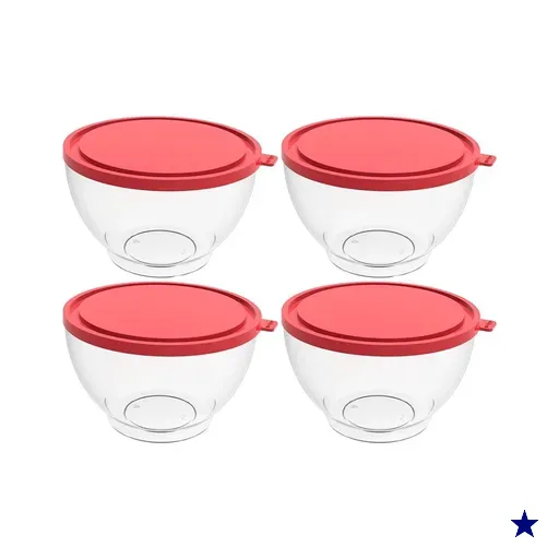 4 Potes com Tampa 3,1L Redondo Hermético Bacia Alimentos Frutas Transparente e…