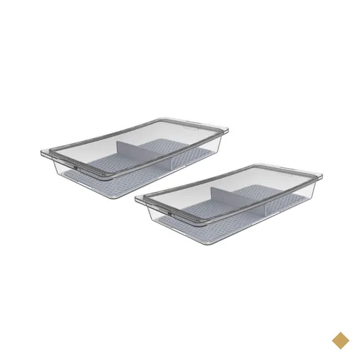 Kit 2 Travessas Plásticas Retangulares Tampa Hermética 3,4L Transparente com…