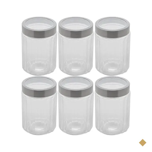 Kit 6 Potes de Vidro Porta Mantimentos 1,2L Tampa Inox Lyor Organizador de…
