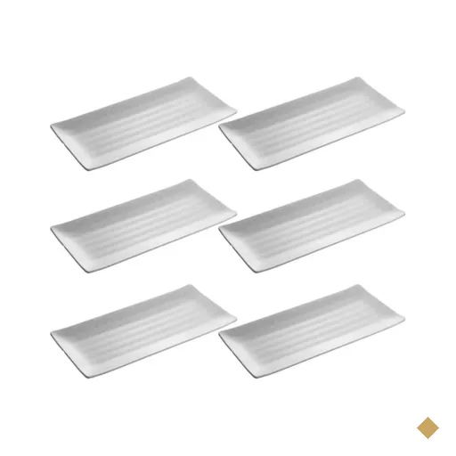Kit 6 Travessas Sushi 35x16cm Melamina Tóquio Lyor Servir Comida Japonesa
