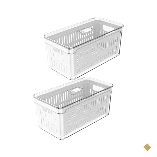 Kit 2 Organizadores De Geladeira Com Escorredor 5L Caixas Plásticas Para…