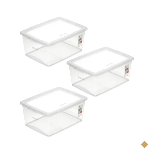Kit 3 Caixas Organizadoras 15L Plástico com Tampa My Closet Ordene…