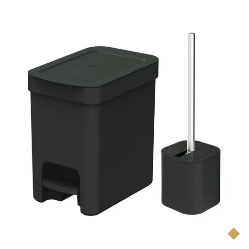 Conjunto de Banheiro Lixeira de Pedal Com Aro Interno 6L e Escova Sanitária…