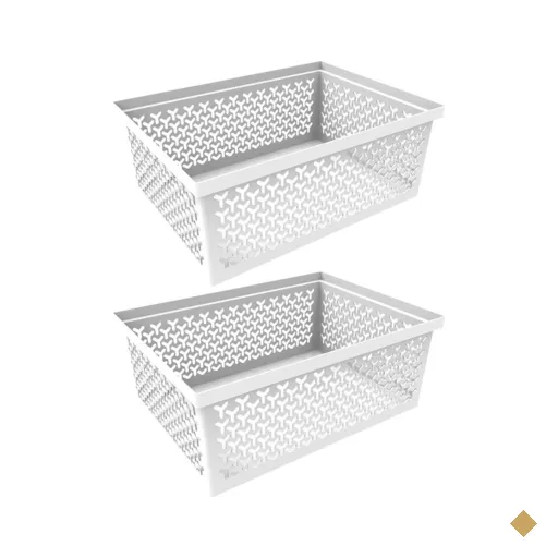 Kit 2 Cestos Organizador Crippa Grande Branco Retangular Escritório Closet…