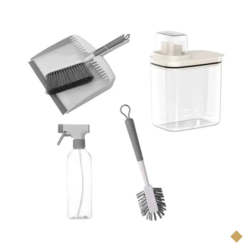 Kit Acessórios de Limpeza Lavanderia Flow Bege Pá de Lixo Borrifador Escova…