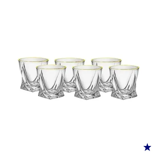 Jogo de copos PREMIUM para Whisky 300 ml borda dourada