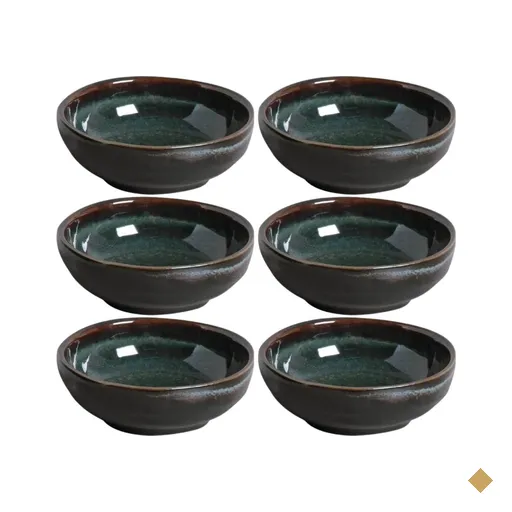 6 Ramequins Cerâmica 9x3cm Orgânico Oceano 70ml Porto Brasil
