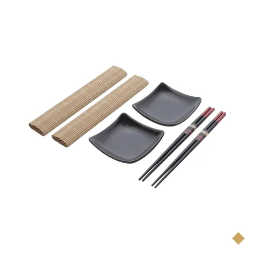 Kit Sushi Mesa Posta Oriental 30 Peças Temakerias Hashis Molheiras Esteiras…