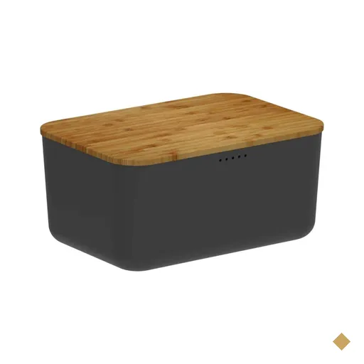 Porta Pães com Tampa Migalheira Bambu 33cm Cesto Preto Organizador Bolos…