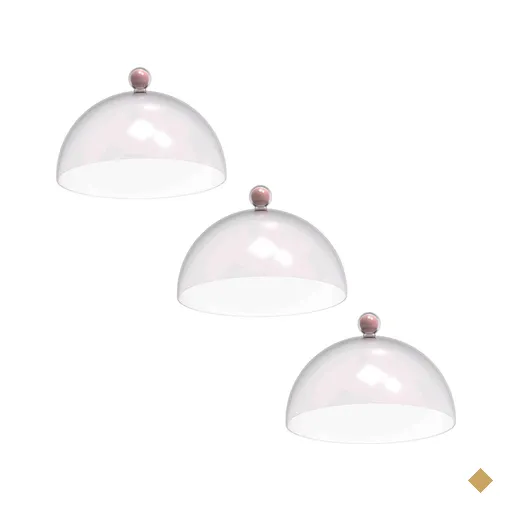 Conjunto 3 Cúpulas para Bolo Torta Doces Plástico 30cm Rosa Padaria Hotel…