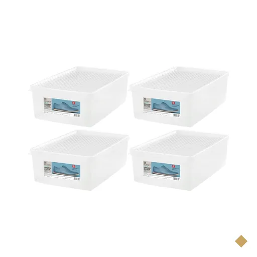 Conjunto 4 Caixas Organizadoras P/ Calçados 38 a 46 Empilháveis Transparentes…