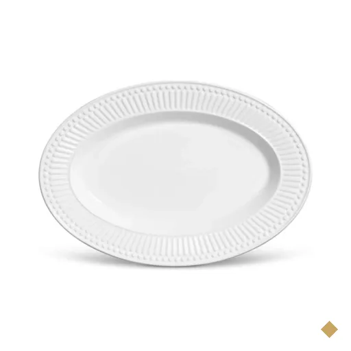 Travessa Oval 36cm Cerâmica Branca Roma Porto Brasil Servir