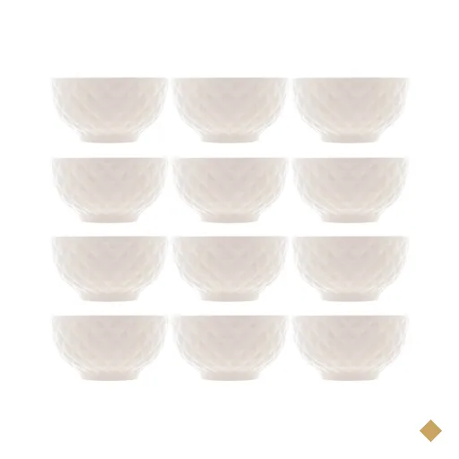 12 Tigelas de Porcelana Branca 280ml Bowls Lyor Diamond para Frutas Molhos…