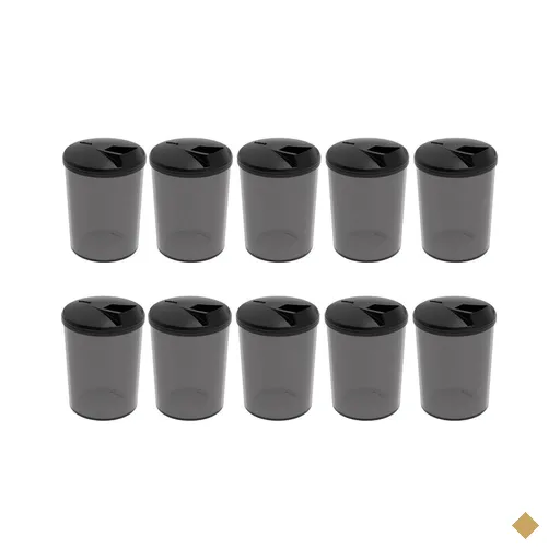 Conjunto 10 Farinheiras Plásticas 400ml Fumê com Tampa Crippa Porta Temperos…