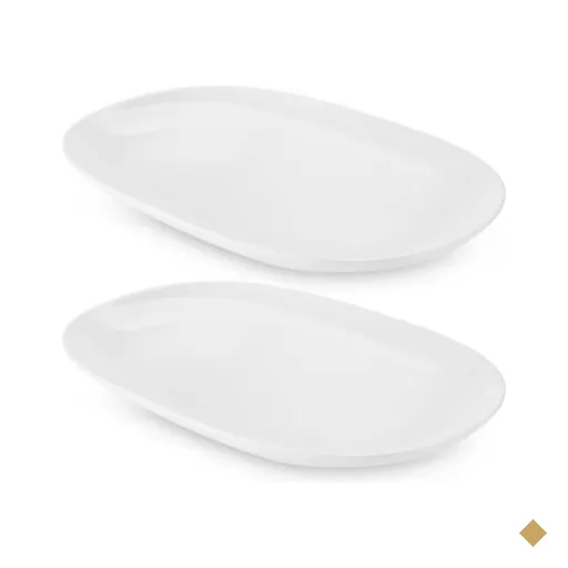 2 Travessas Ovais Melamina Branca 34x22cm Petiscos Rasa Bandeja de Frutas…
