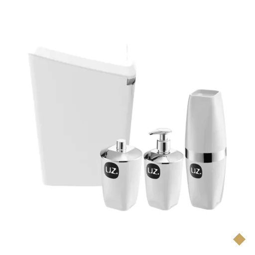 Kit Banheiro Porta Algodão Saboneteira Escova de Dente Lixeira Basculante 12L…