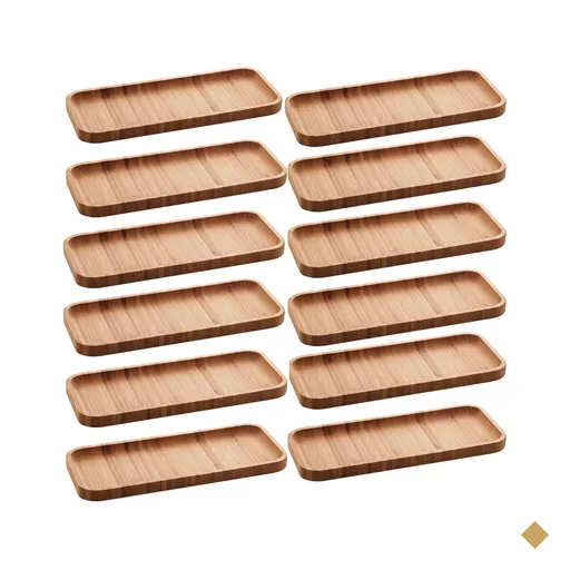 Kit Com 12 Petisqueiras Bandeja Retangular de Bambu 28x11cm Prato Salgados…