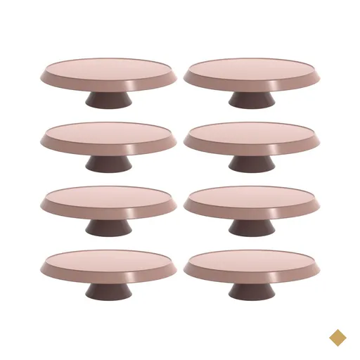 Conjunto 8 Boleiras com Pedestal 28cm Porta Tortas e Doces Cor Amêndoa Bubble…