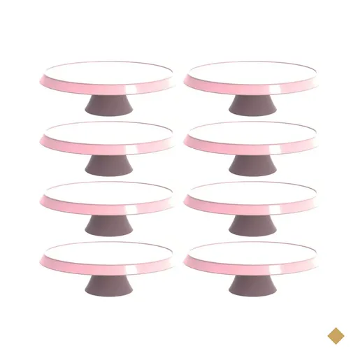 Conjunto 8 Bases Porta Bolos Tortas Doces 28cm com Pé Bubble Crippa Rosa…