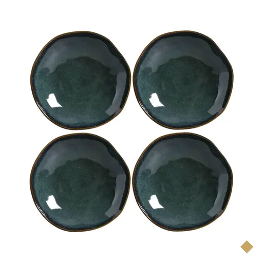 Jogo 4 Pratos Fundos 21cm Cerâmica Orgânico Oceano Azul Porto Brasil…