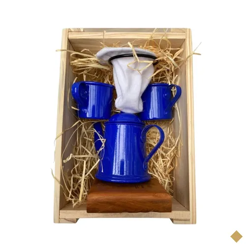 Kit de Café Individual - Demolição Azul Escuro com engradado