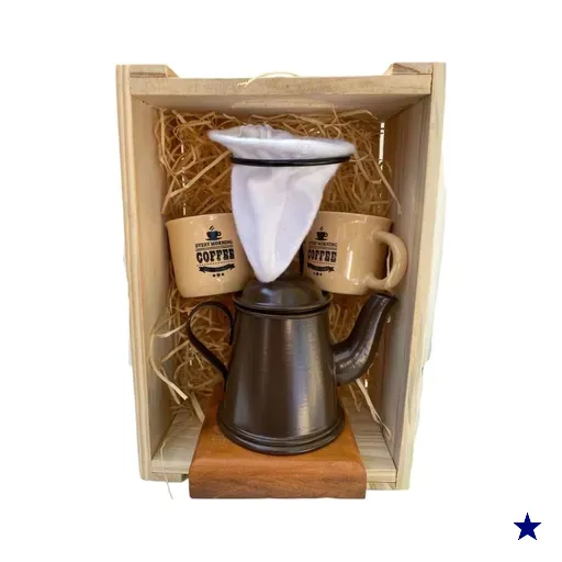 Kit de Café Individual Marrom e bege Demolição com engradado
