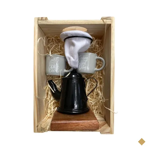 Kit de Café Individual Preto e Cinza Demolição com engradado
