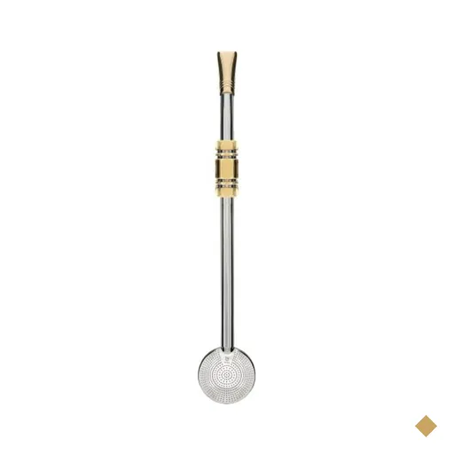 Bomba de Chimarrão Mil Furos 25cm Inox Anel Sextavado Com Rosca Bojo Banho de…