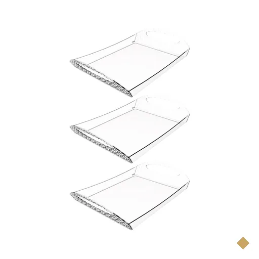 Kit 3 Bandejas Retangulares com Alças Transparente Crippa Servir Café…